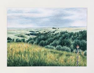 Emily Sharp: Cavalier, ND. Overlook of Eagle Butte, SD craypas